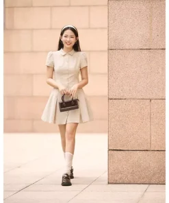 Đầm nữ ngắn cổ sơ mi dáng chữ A